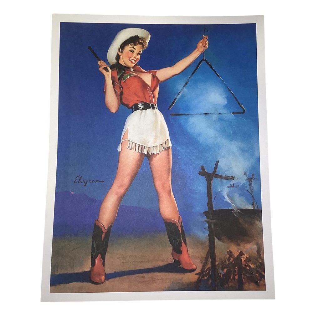 Gil Elvgren Taschen Art Print Come and Get It 1959 Cowgirl Pin-Up 10x13 Litho